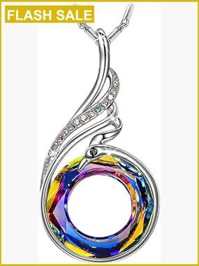 Phoenix Crystal Pendant Necklace 18"+2" Sterling Silver Gift Box